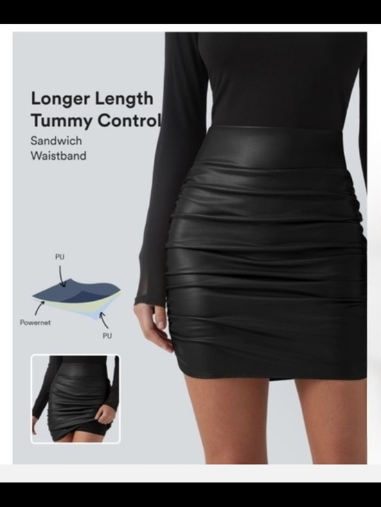 HALARA Dresses & Skirts - Black Faux Leather Tummy Control Mini Skirt